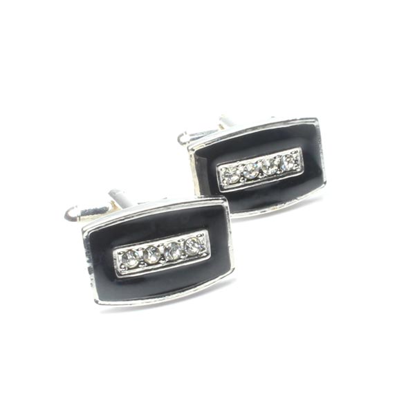Black And Silver Alloy Cufflinks For Men - CU-0198 by Ifsha Mart